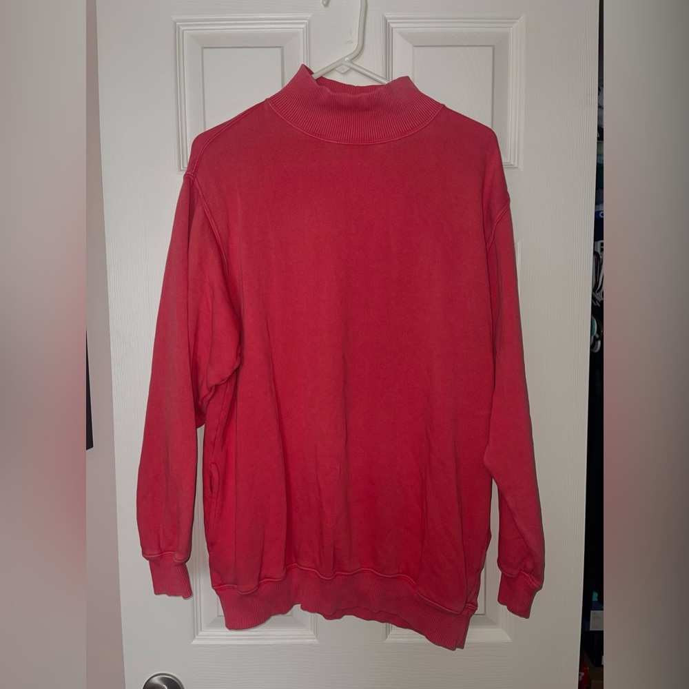 aerie mock neck sweatshirt | size s (oversized fit) | reddish orange